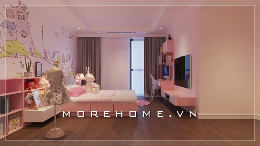 Trang trí nội thất phòng ngủ màu hồng